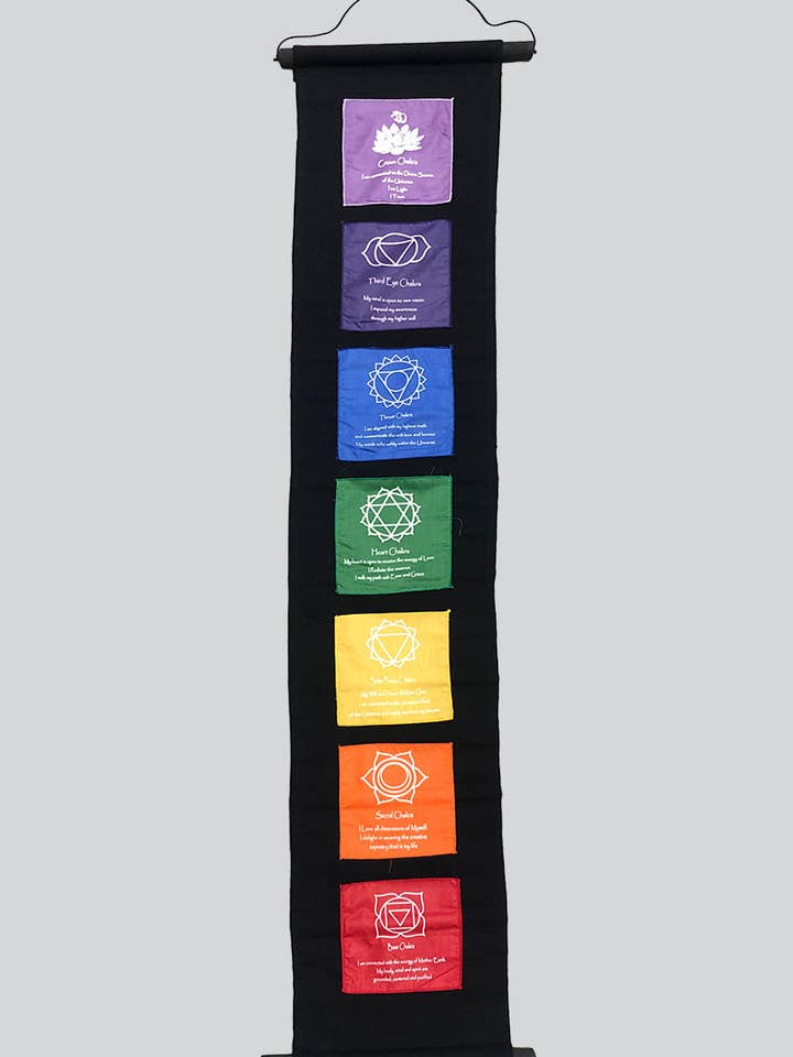 7 Chakra Wall hanging Cotton Prayer Flags (CP-40) for wholesale by Kathmandu Imports