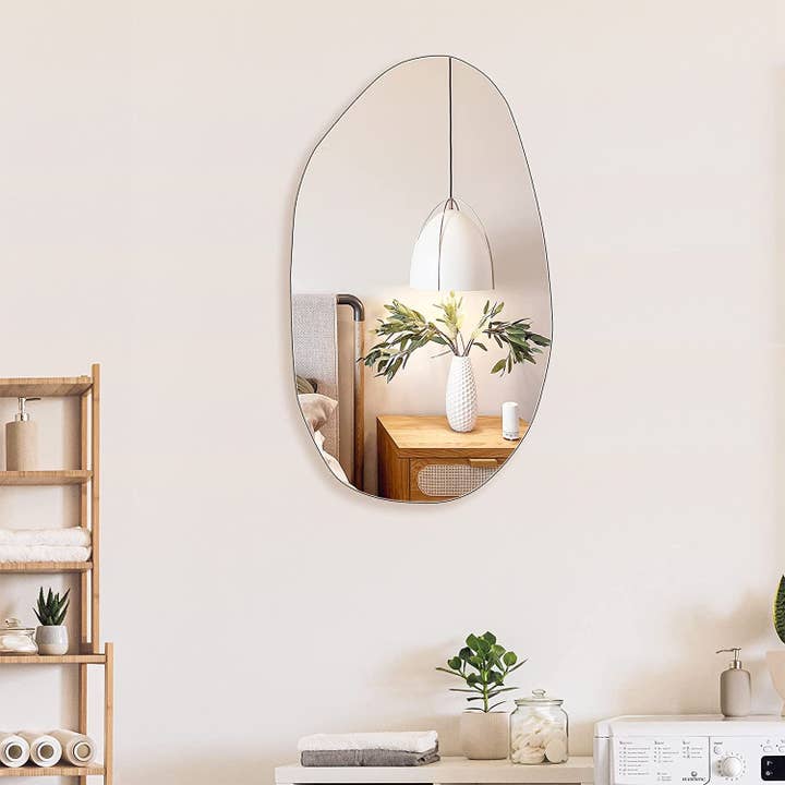 Irregular Wall Mirror Asymmetrical Bathroom Mirror Frameless Mirror for Living Room Entryway Bedroom, 19.5 X 33.5 for wholesale by ShipItFurniture