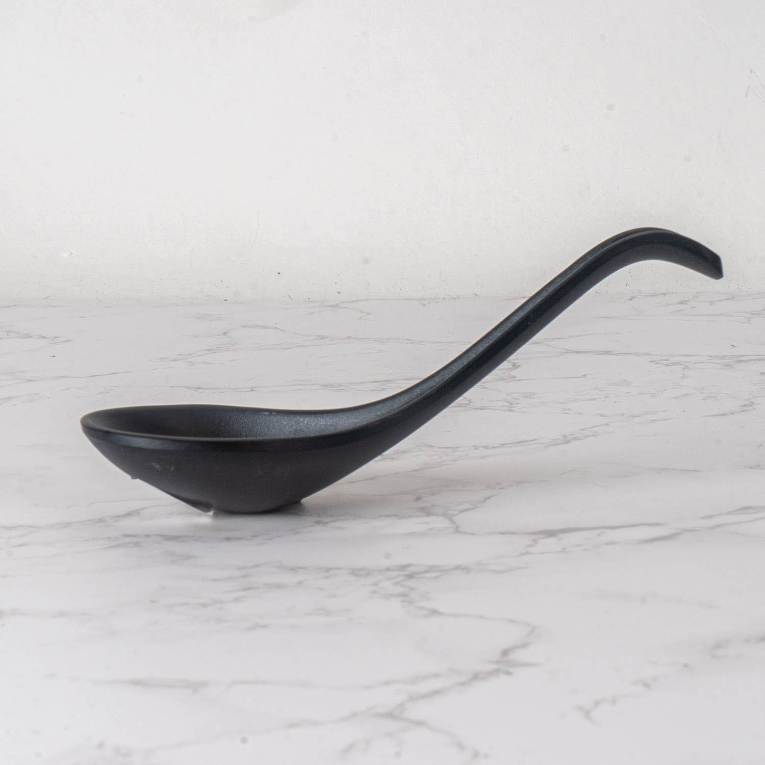 Urban Tokyo - Wholesale Kitchen Spoon - Matte Black Melamine 6 Inch Length Curved Soup Spoon (12/576)1