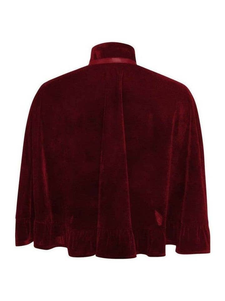 Daisy Corsets - Wholesale Cape - Women's - Dark Red Velvet Ruffle Cape1