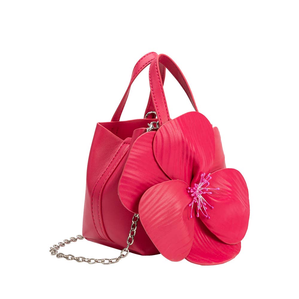 Melie Bianco - Wholesale Top Handle Bag - Women's - Monroe Fuchsia Flower Recycled Vegan Top Handle Bag1