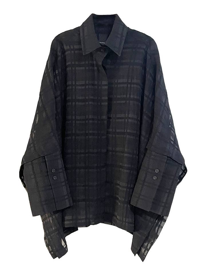 Square Shape Sheer Check Shirt for wholesale by EUNJUKOH