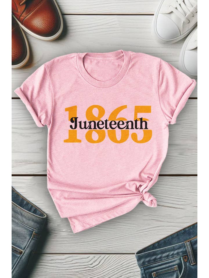 Top Avenue - Wholesale Screen Printed T-Shirt - Women's - Golden Juneteenth, Unisex Round Neck T-Shirt4