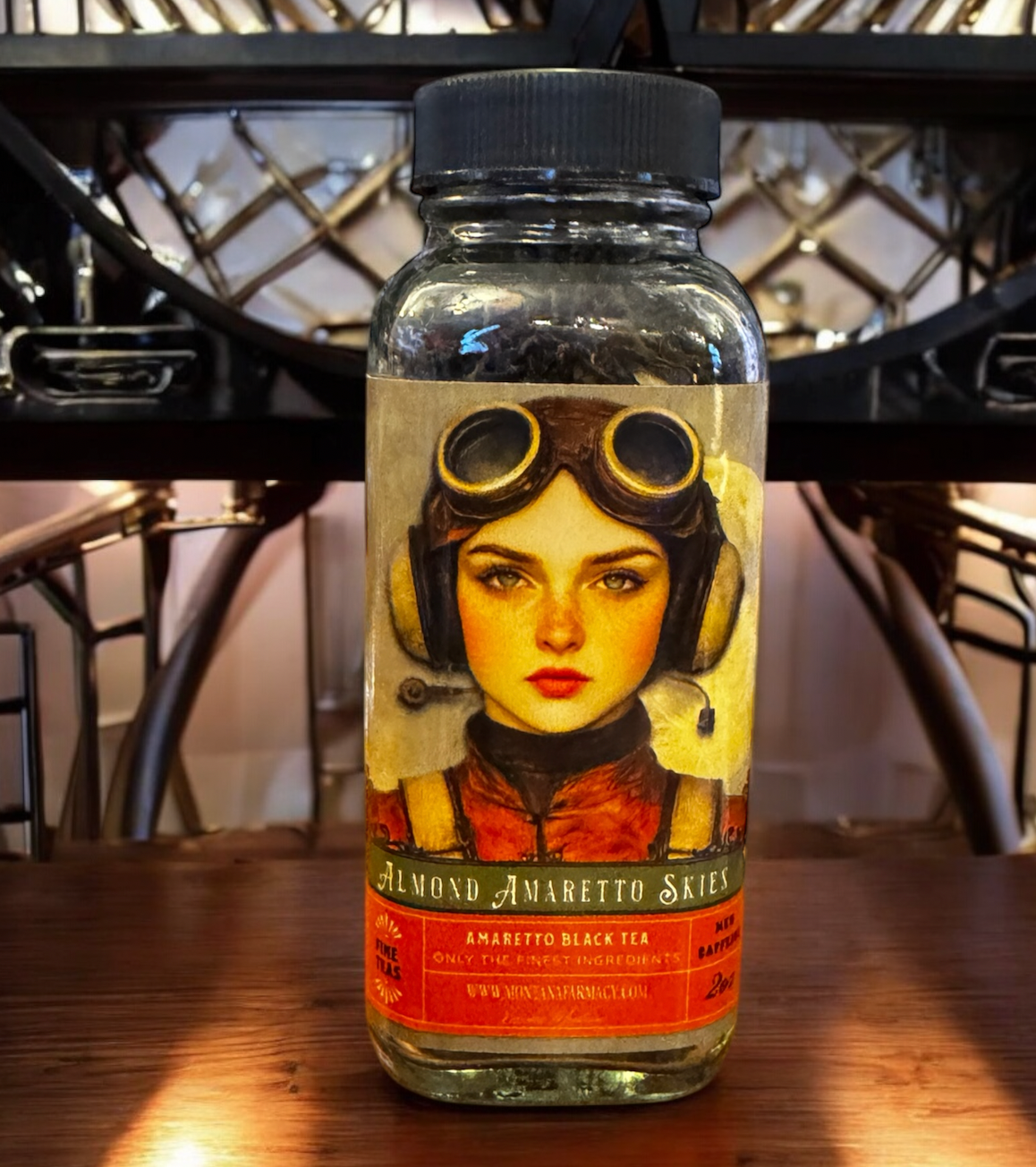 Montana Farmacy - Wholesale Loose Tea - Amaretto Skies Almond Amaretto Deep Etherial Tea in Glass Ja2