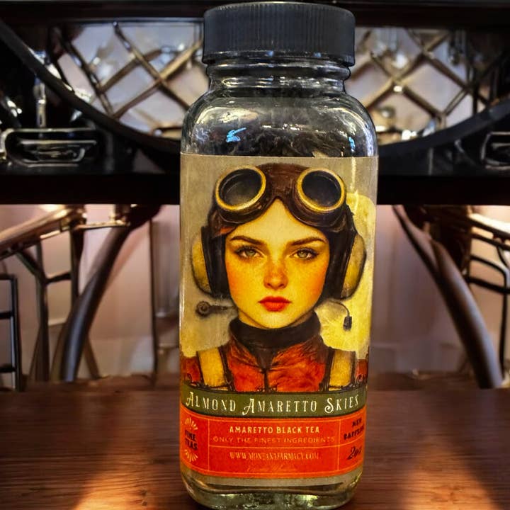 Montana Farmacy - Wholesale Loose Tea - Amaretto Skies Almond Amaretto Deep Etherial Tea in Glass Ja2
