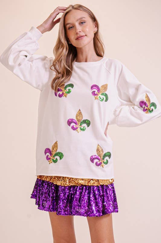 Vanilla Monkey – T-shirt gráfica - Mulher por atacado – Camisola de Lantejoulas Mardi Gras1