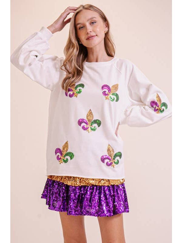 Vanilla Monkey - Wholesale T-Shirt (Graphic) - Women's - Mardi Gras Sequin Sweater Top1