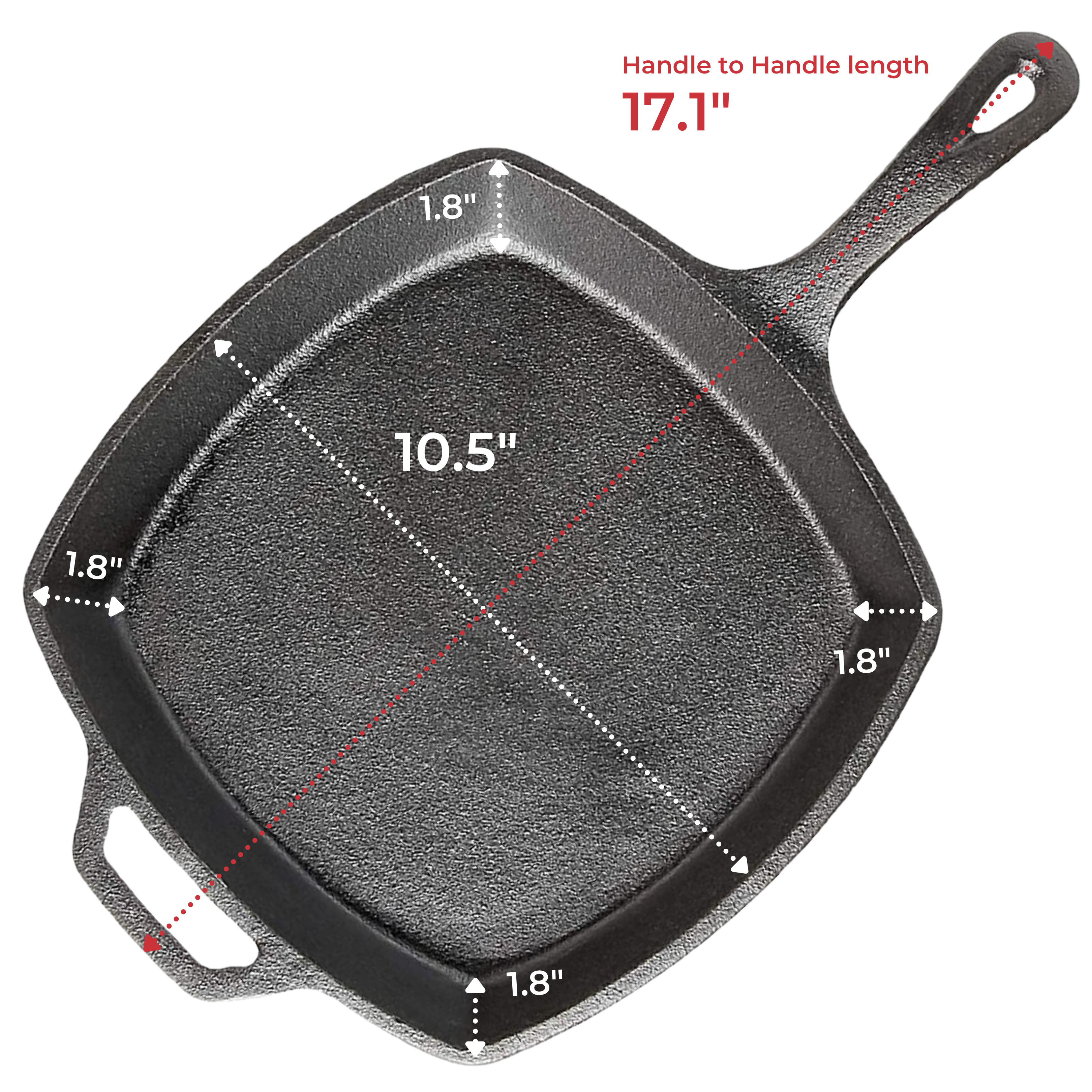 Style Asia - Wholesale Cast Iron Skillet - Jim Beam 10.5" Pre Seasoned Cast Iron Square Pan6