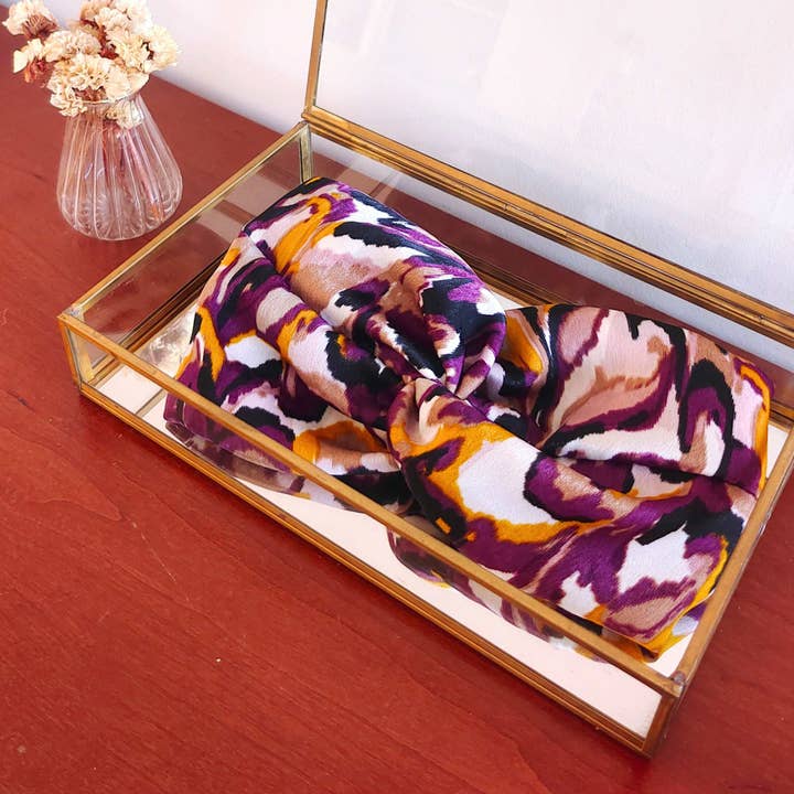 Faixa ASMA / estampado artístico étnico amarelo ocre violeta preto por atacado de Laure Derrey