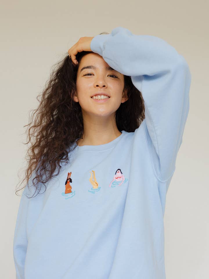 Swimming Ladies Embroidered Sweatshirt for wholesale by Limpet Store