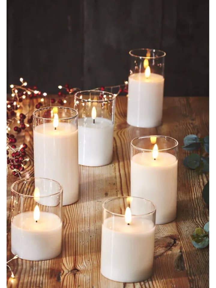 LED Glass Candles (Set Of 3) - Safe & Dimmable Candles for wholesale by Lumina Of London AU