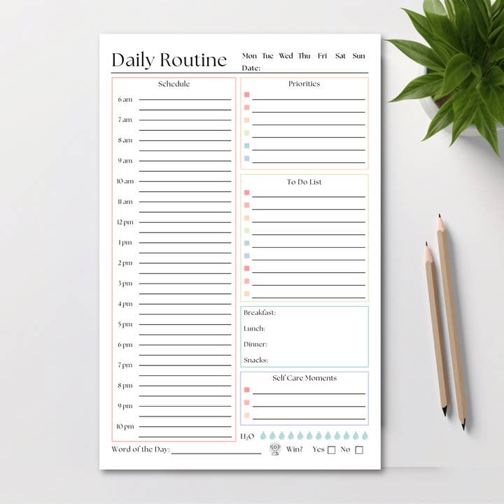 Eleventh and Taylor - Wholesale Notepad - Daily Routine To-Do List Planner: 50 Page Tear-Off Notepad0