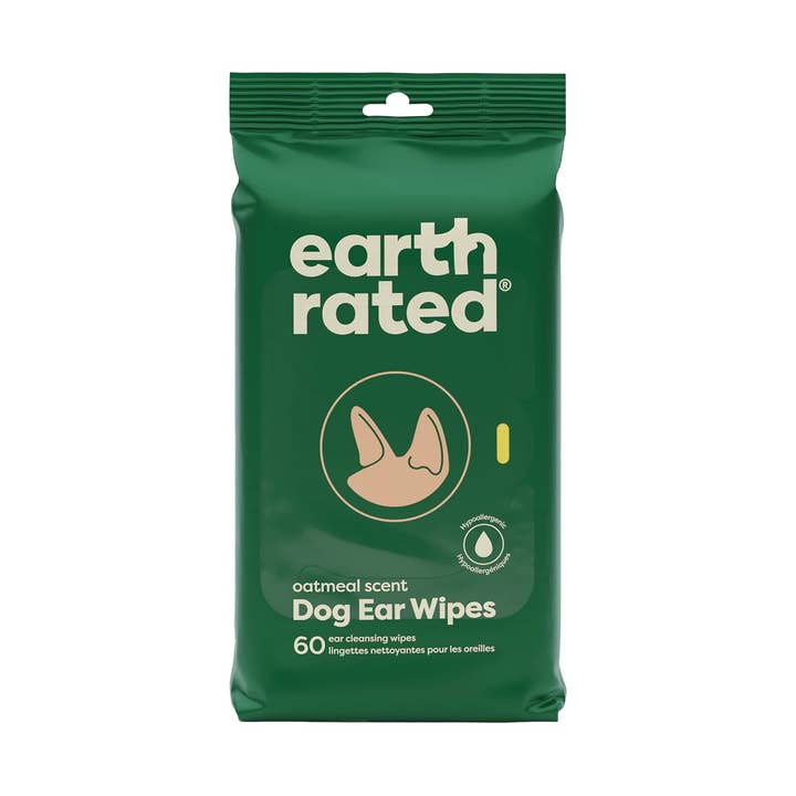Pet Palette Distribution - Wholesale Pet Grooming Aid - Dog - Earth Rated Dog Ear Cleansing Wipes 60ct Case of 6