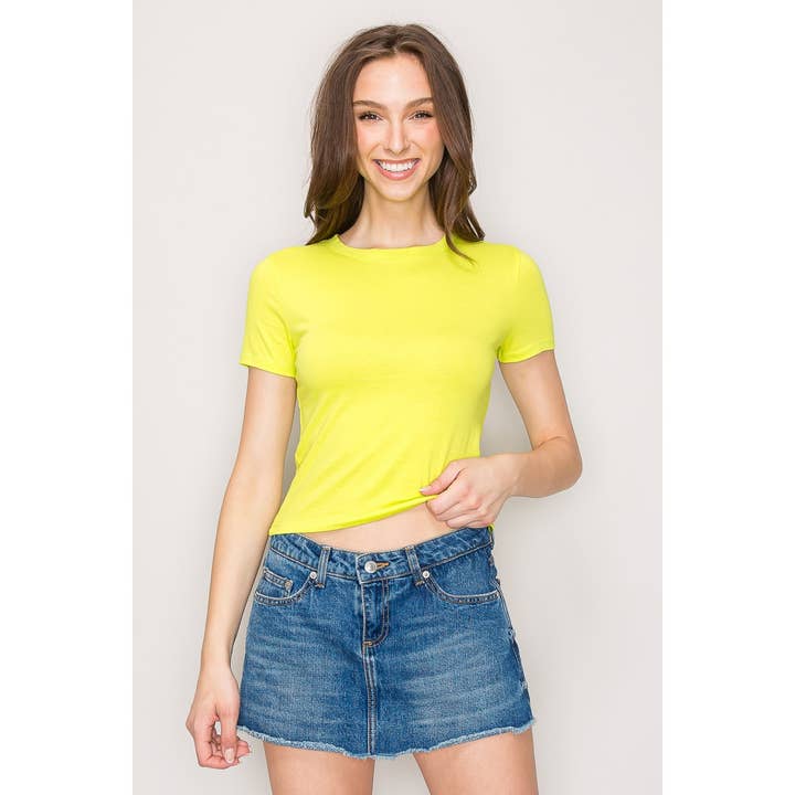 Crew Neck Short Sleeve Casual Cotton Knit Top for wholesale by Popular 21