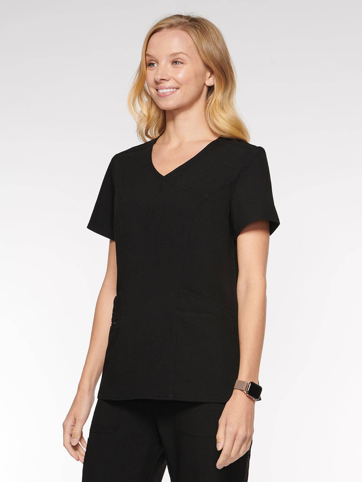 Aura Naturale – wholesale Healthcare uniform – Women's – Coral Women Mock Wrap with 6 Pockets Scrubs Top (94003)17