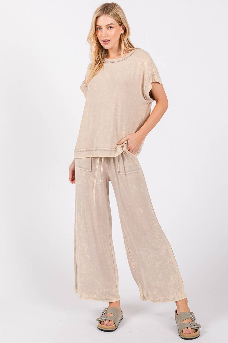 Sewn and Seen - Wholesale Lounge Set - Women's - MINERAL WASHED TOP AND PANTS RIB SETS1