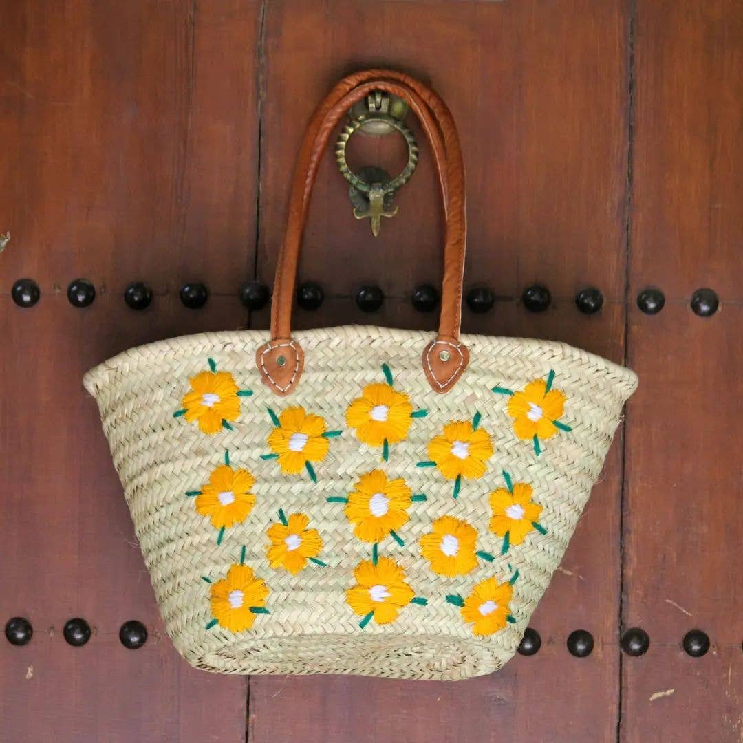 craftberber - Vendita all'ingrosso Borsa da spiaggia - Borsa da mercato francese, Borsa in paglia con manico in pelle, Borsa da spiaggia2