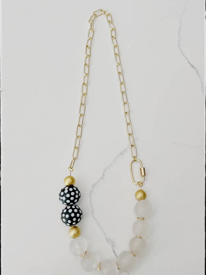 Colar de Corrente Paperclip Corrente Mosquetão de Bolinhas em Vidro por atacado de GentrybyJenna