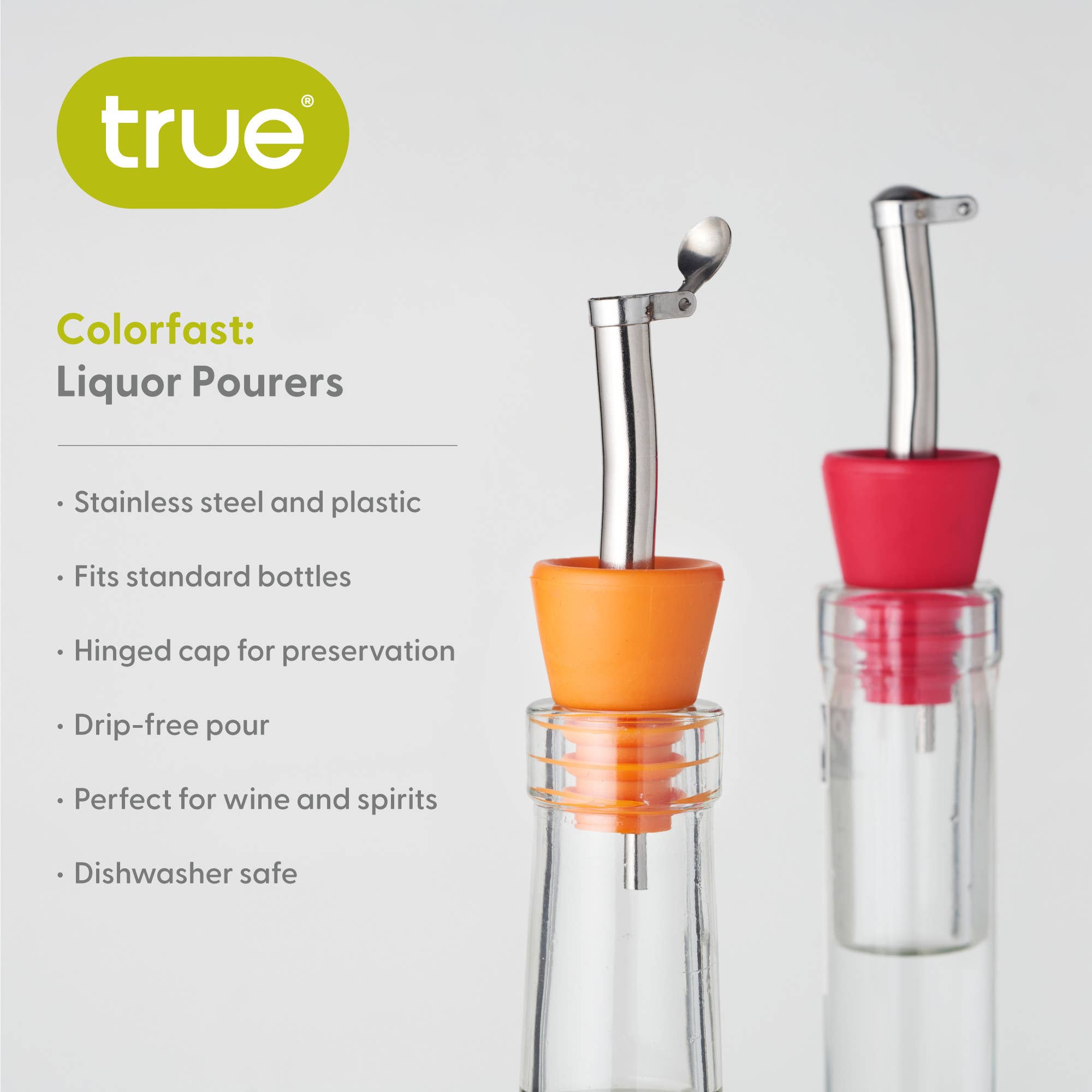 TRUE - Wholesale Liquor Dispenser - Colorfast Liquor Pourers Set of 2 Bulk Assortment4