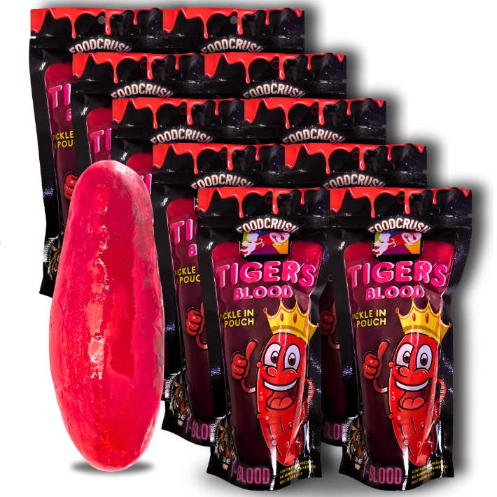 Food Crush Corp - Wholesale Pickled Vegetables - 12 Pack Tiger's Blood Pickles in a Pouch Case- Food Crush