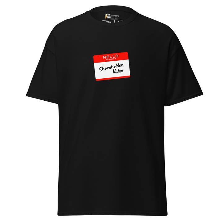 Hallo mijn naam is aandeelhouderswaarde - Unisex Klassiek T-Shirt voor wholesale door The Philosopher's Shirt