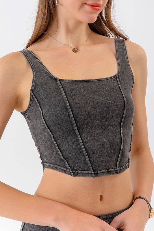 Rosa Clothing - Wholesale Tank Top - Women's - elasticated denim crop tank top brami top11