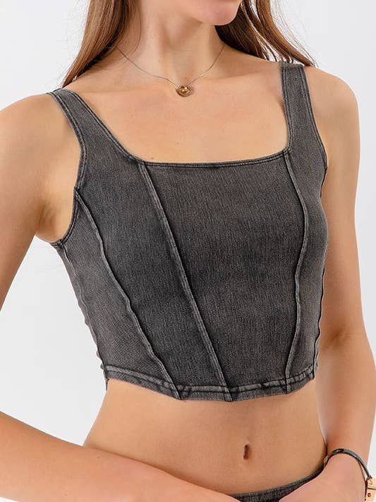 Rosa Clothing - Wholesale Tank Top - Women's - elasticated denim crop tank top brami top11