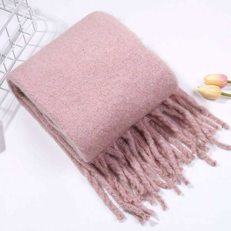 Dipped Shop - Wholesale Scarf - Women's - 2+ Solid Color Tassel Mohair Scarves DPKS100211