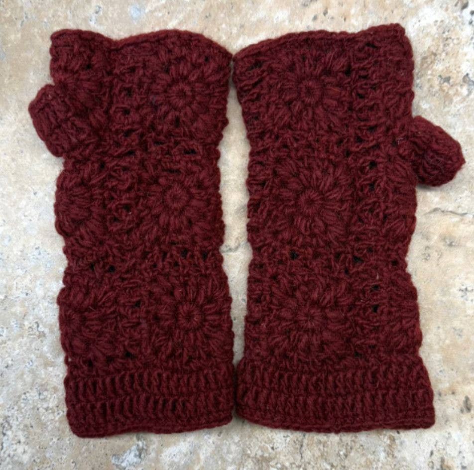 Lungta Imports – Engroshandel Handsker - Dame – Fingerløse, håndstrikkede uldhandsker med fleecefor - håndvarmer41