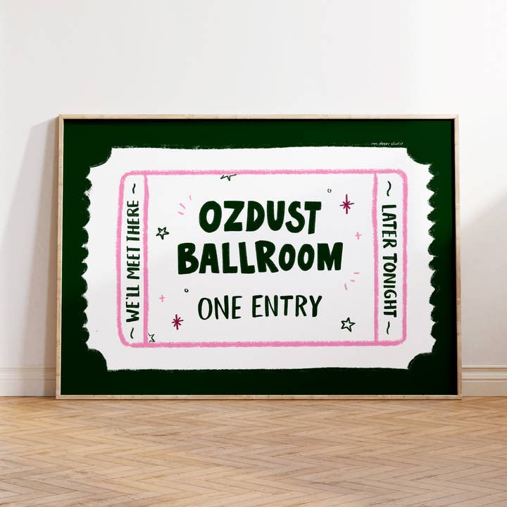Ozdust Ballroom Singular Ticket Art Print for wholesale by RM Decor Studio