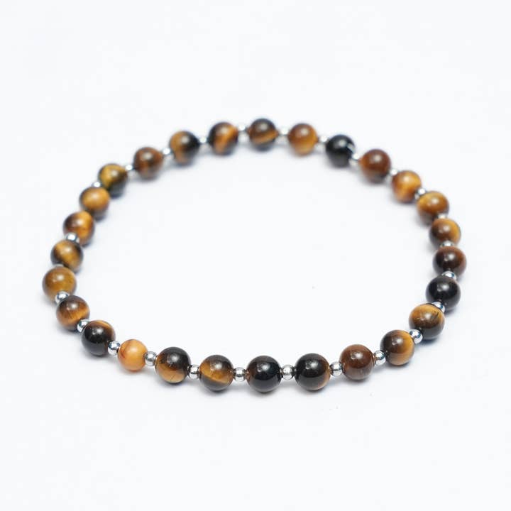 Tigeröga-armband med pärlor av rostfritt stål för wholesale av KLS Gems and Jewelry