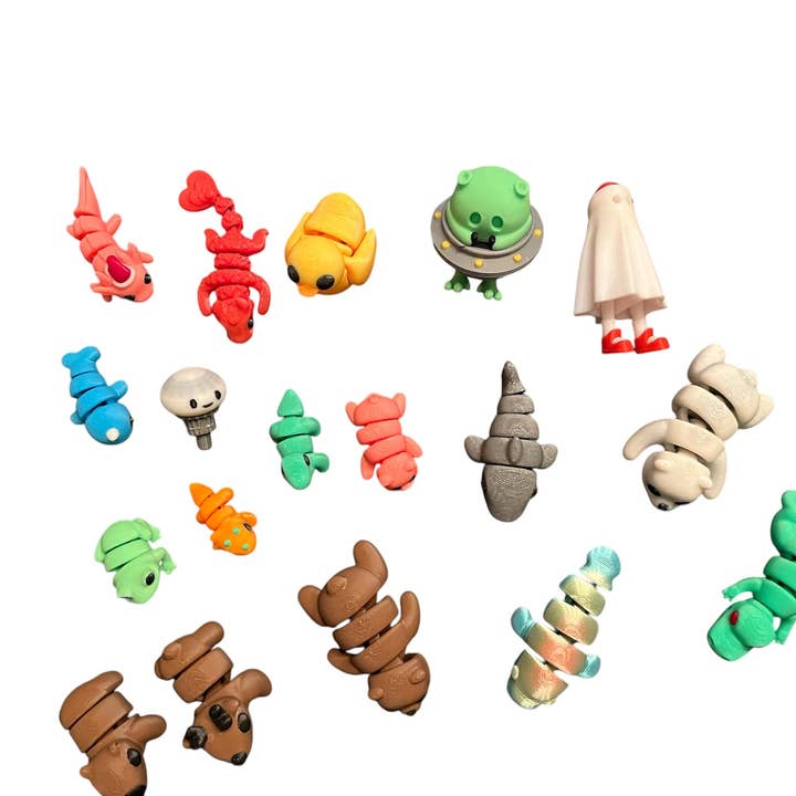 Mini Animal Set, 3D Printed Critter Fidget Toys, Mini Animal Movable Statue Toys. (18 Count) for wholesale by Huckleberry Concepts