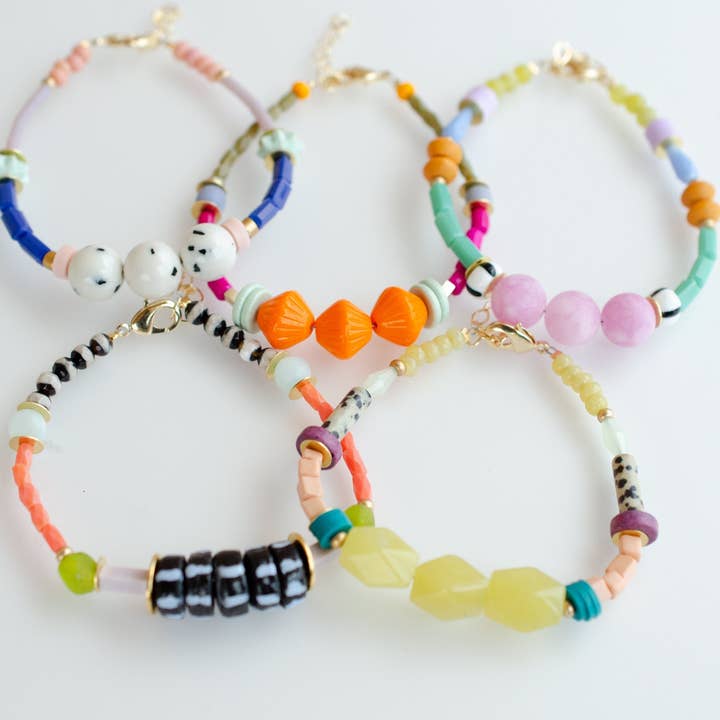 Jill Makes - Wholesale Beaded Bracelet - Zinnia - Colorful Beaded Stacking Bracelets