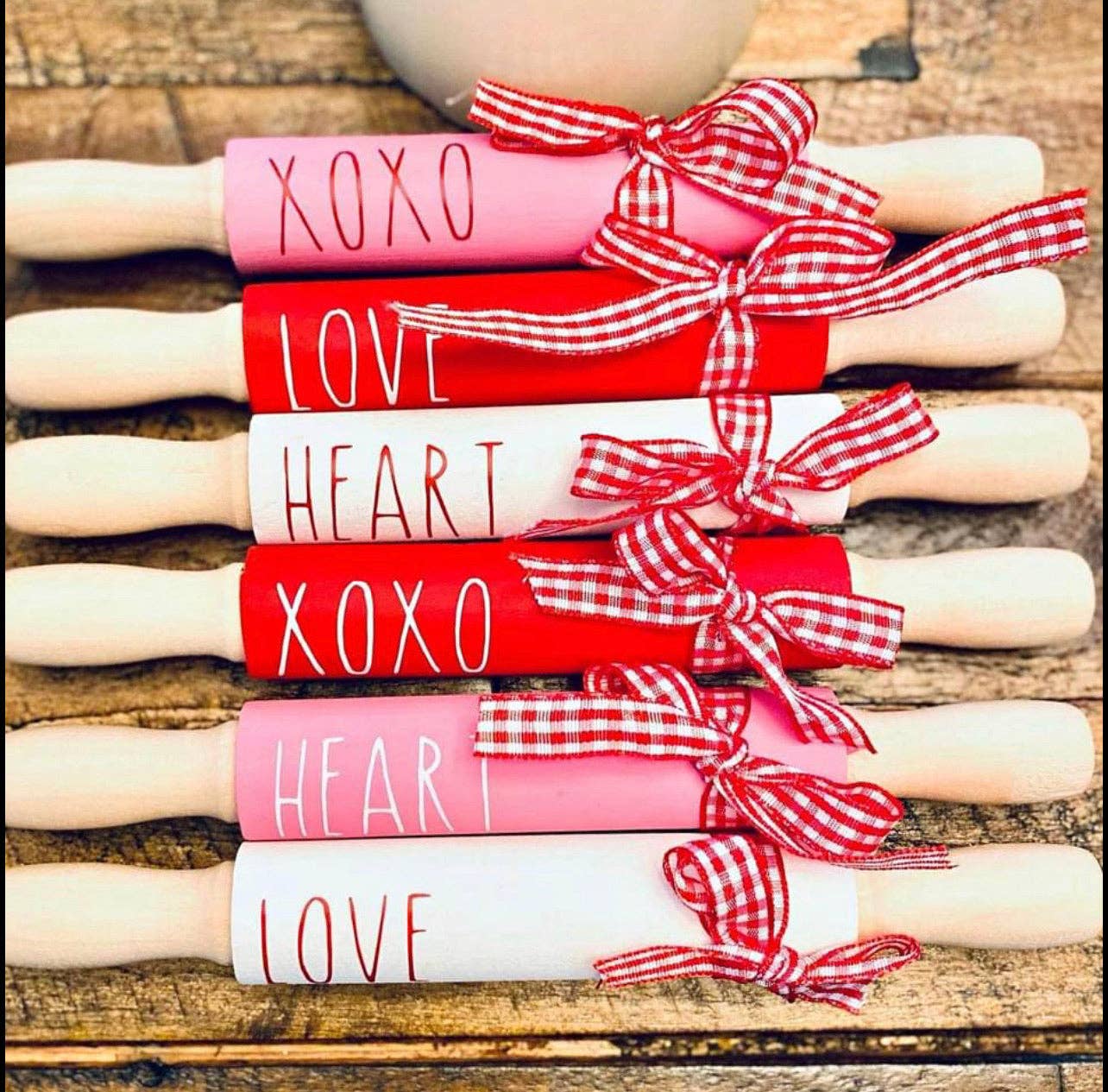 AH Designs 15 - Wholesale Decorative Tabletop Object - 7” Mini Valentine’s Rolling Pin, Farmhouse decor1