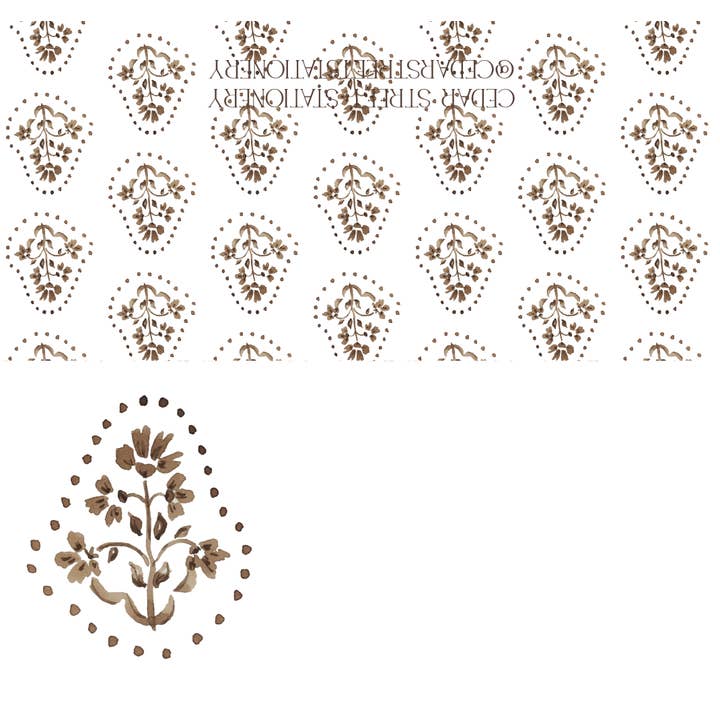 Brown Block Print Place Cards for wholesale by Cedar Street Stationery