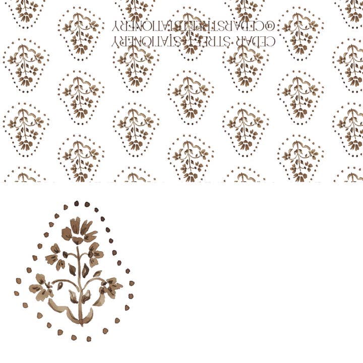 Brown Block Print Place Cards for wholesale by Cedar Street Stationery