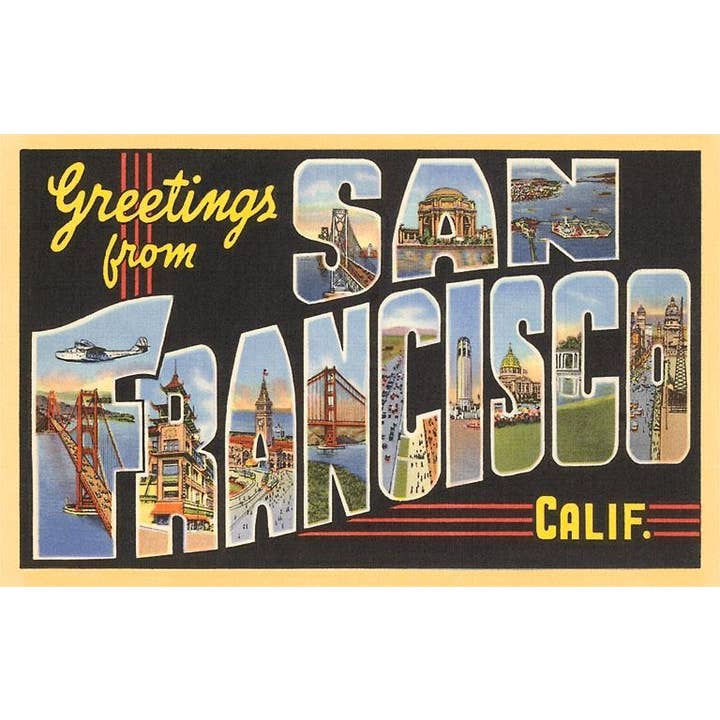 Aimant SF-57 Salutations de San Francisco, Californie pour la vente par Found Image Press