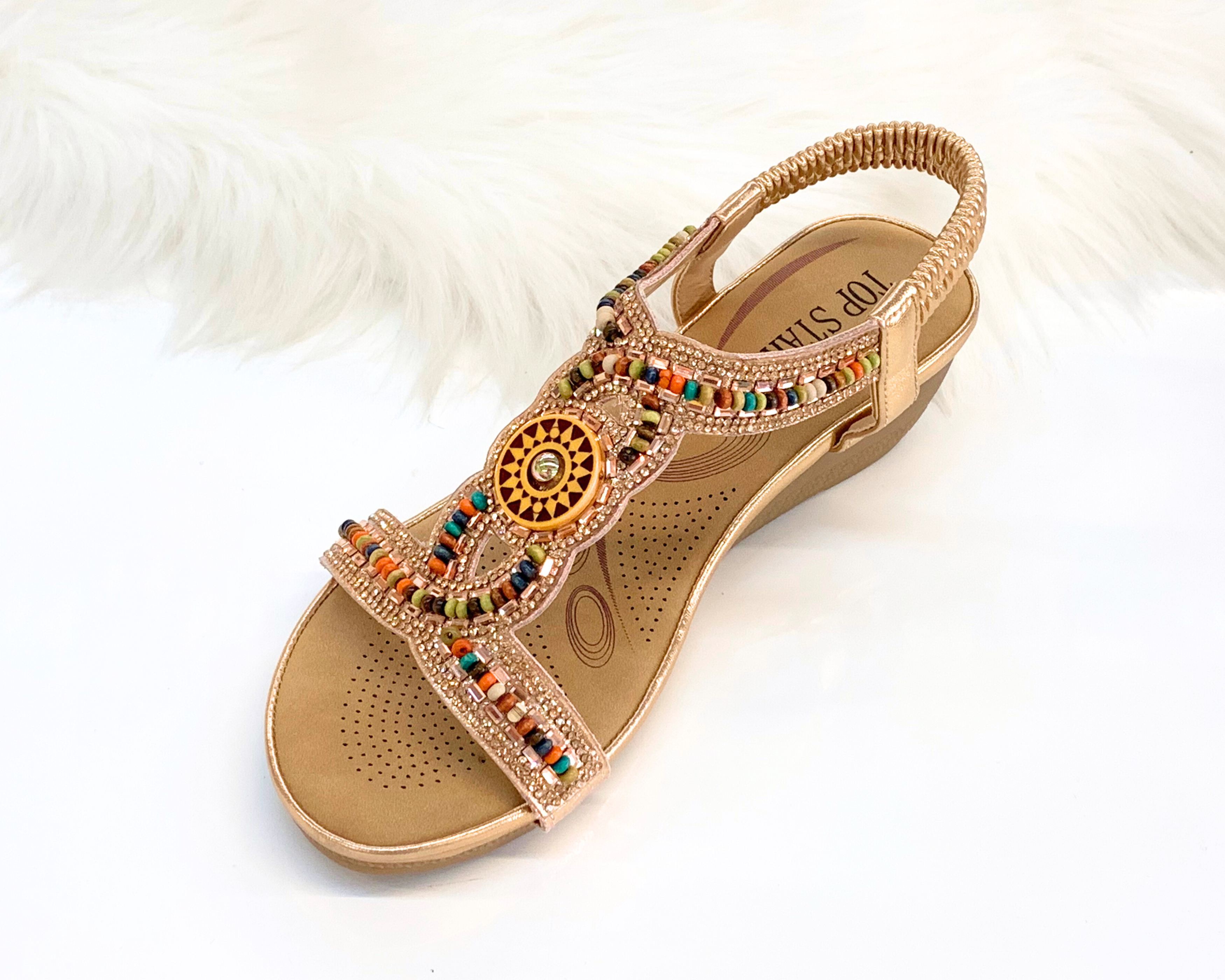 Top Staka – Großhandel Sandalen – Damen – Top Staka Damen Sandalen mit Perlen, elastisch, Slingback, flach19