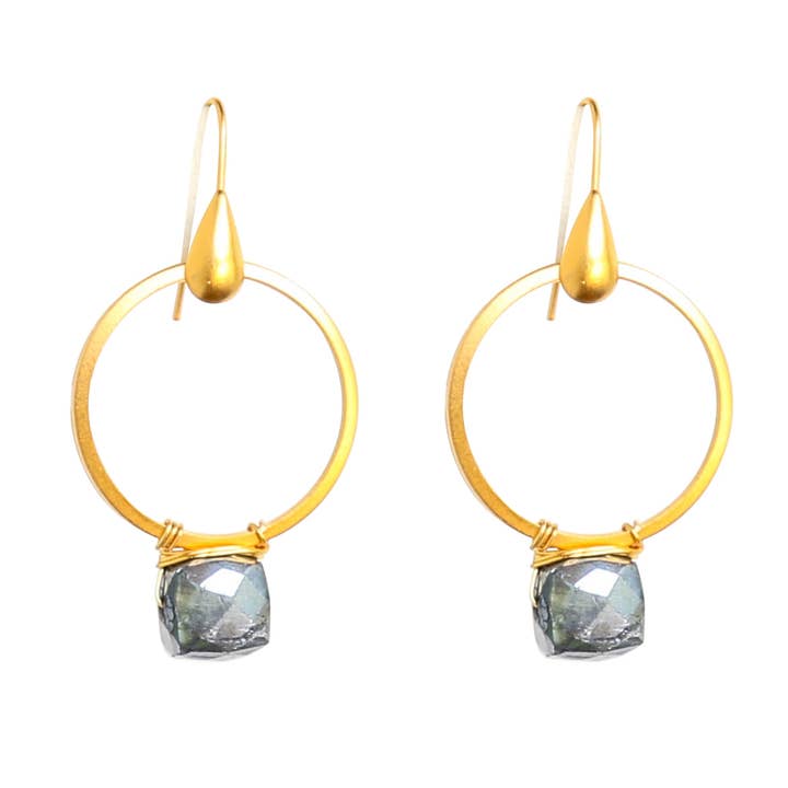Satchel Earrings in Labradorite for wholesale by Catherine Page Jewelry