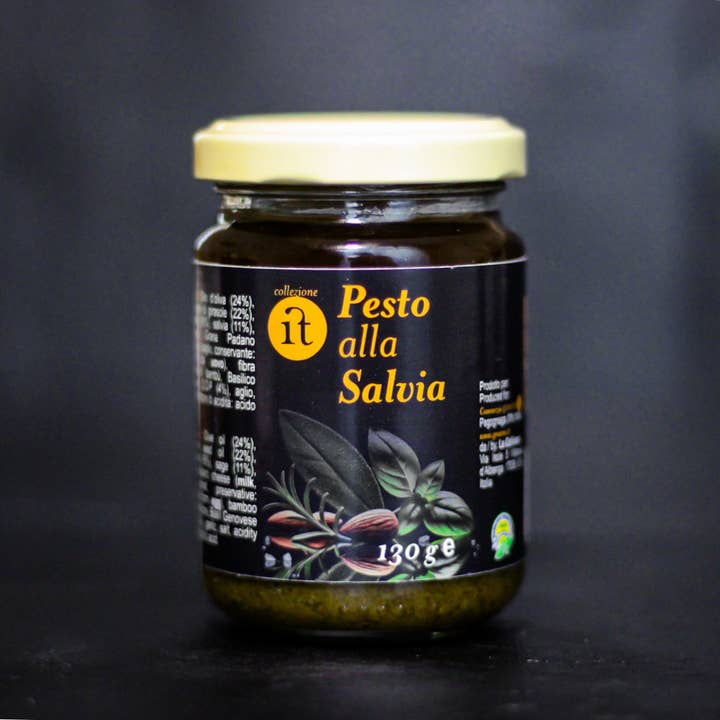 Gourm.it - Wholesale Pesto - Sage and Almond Pesto 130g. Intense aroma. Italy.