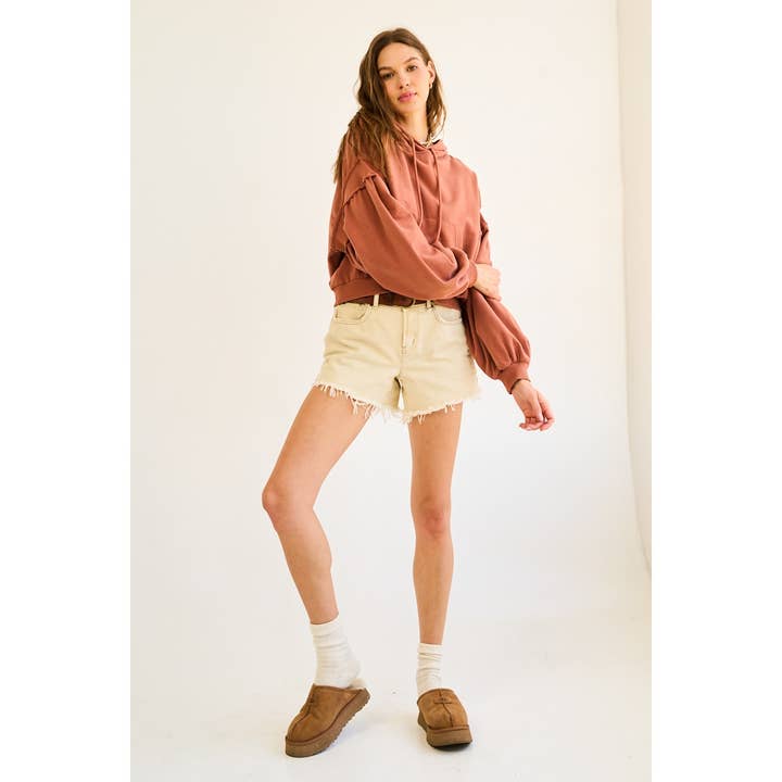 BRICK Washed French Terry Balloon Sleeve Hoodie for wholesale on Faire5