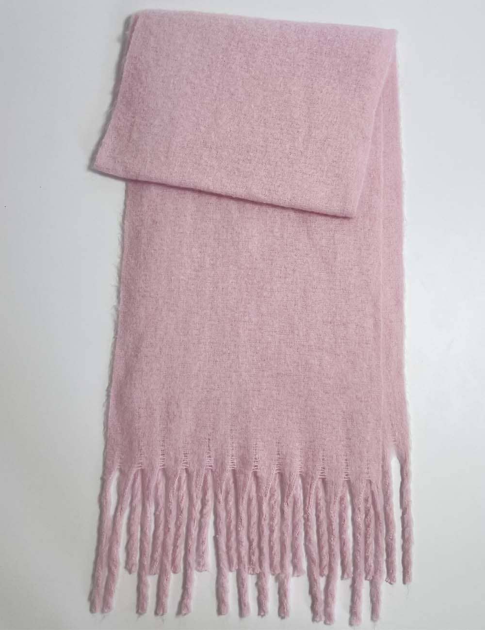 Sweetkama - Wholesale Sjaal - Dames - Dames effen kleur sjaal met franjes gebreide sjaal6