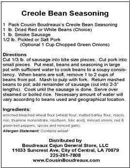 Cousin Boudreaux's Cajun Foods - Wholesale Dried Spice Mix - Cousin Boudreaux's Bean Seasoning2