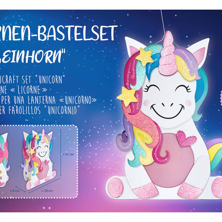 Unicorn lantern craft kit for wholesale by URSUS® / Buntpapierfabrik Ludwig Bähr GmbH & Co. KG