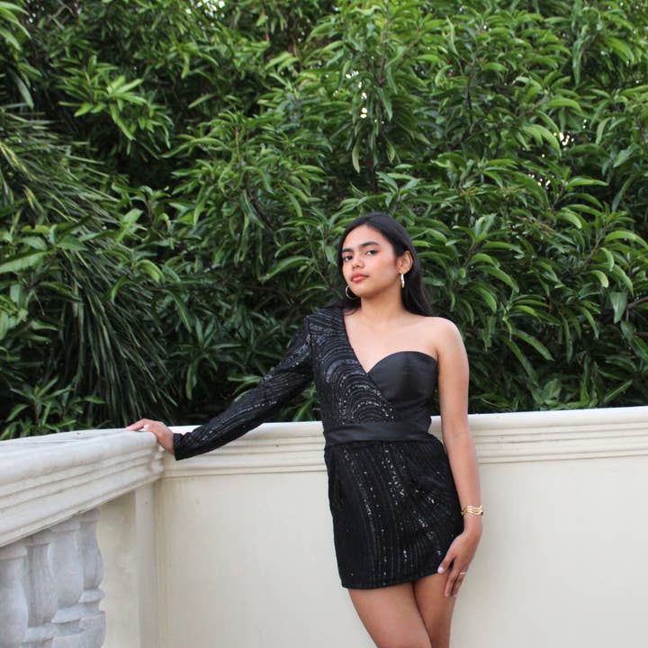 MATRIX ASSYMETRICAL MINI DRESS for wholesale by AUVORA