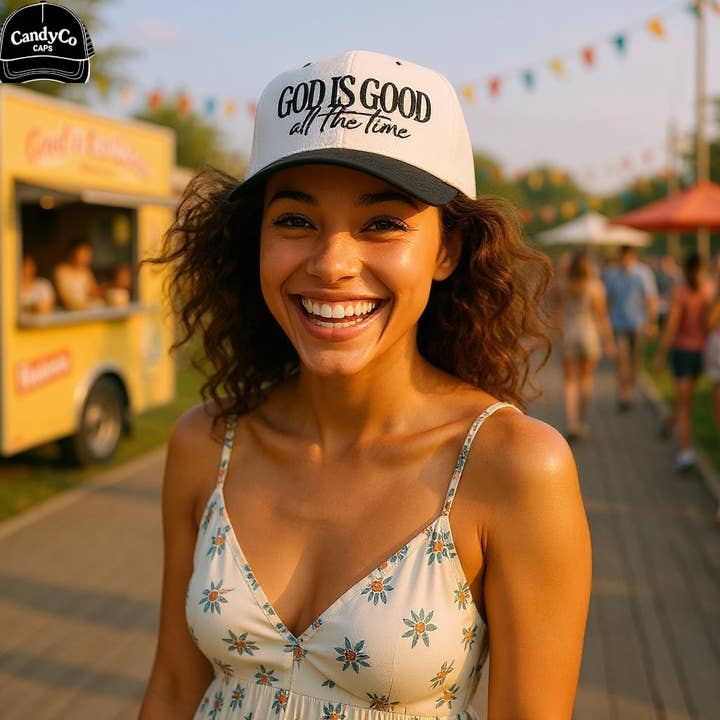 God is altijd goed geloof Geborduurde truckerpet voor wholesale door The Candy Collections