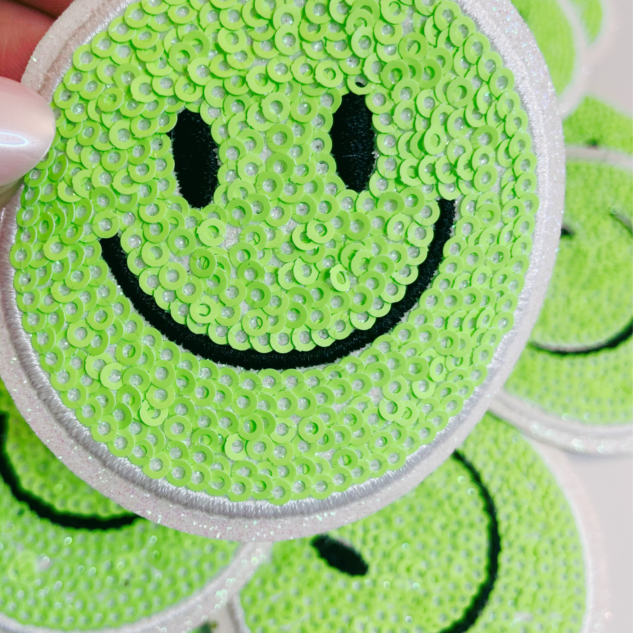TEELUX - Wholesale Patch - NEON Sequin Smiley Face Patch - 2.5" x 2.5"  - hat Patch9