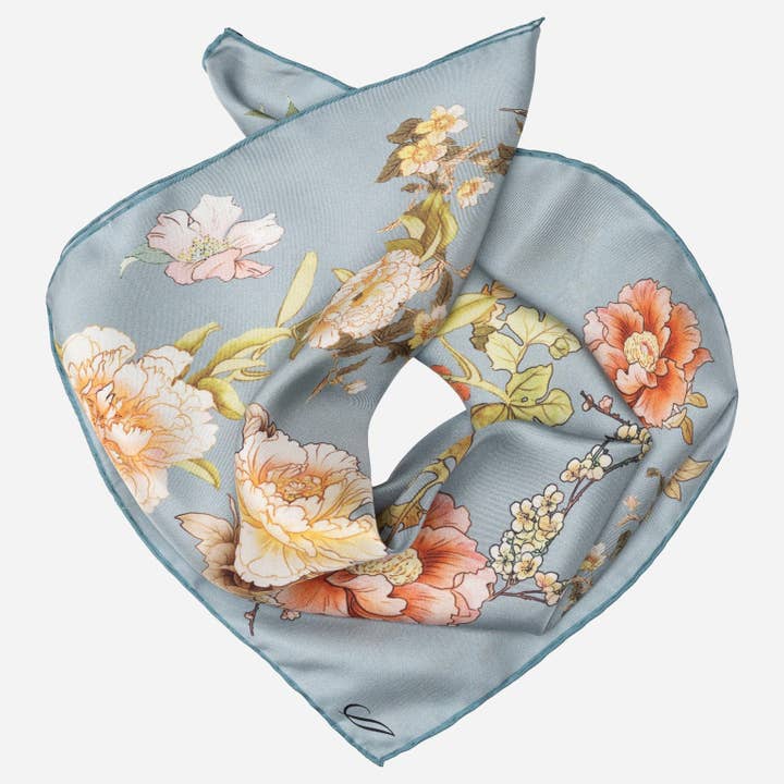 Carina - Silk Bandana - Powder Blue for wholesale by Elizabetta Made in Italy USA