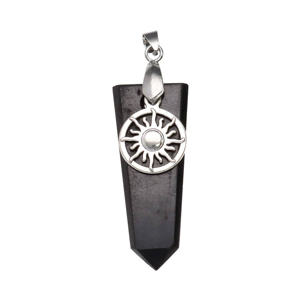 Vives de la Cortada S.L - Wholesale Individual Charm/Pendant - Flat Shungite Pendant with Sun in Silver Plating0