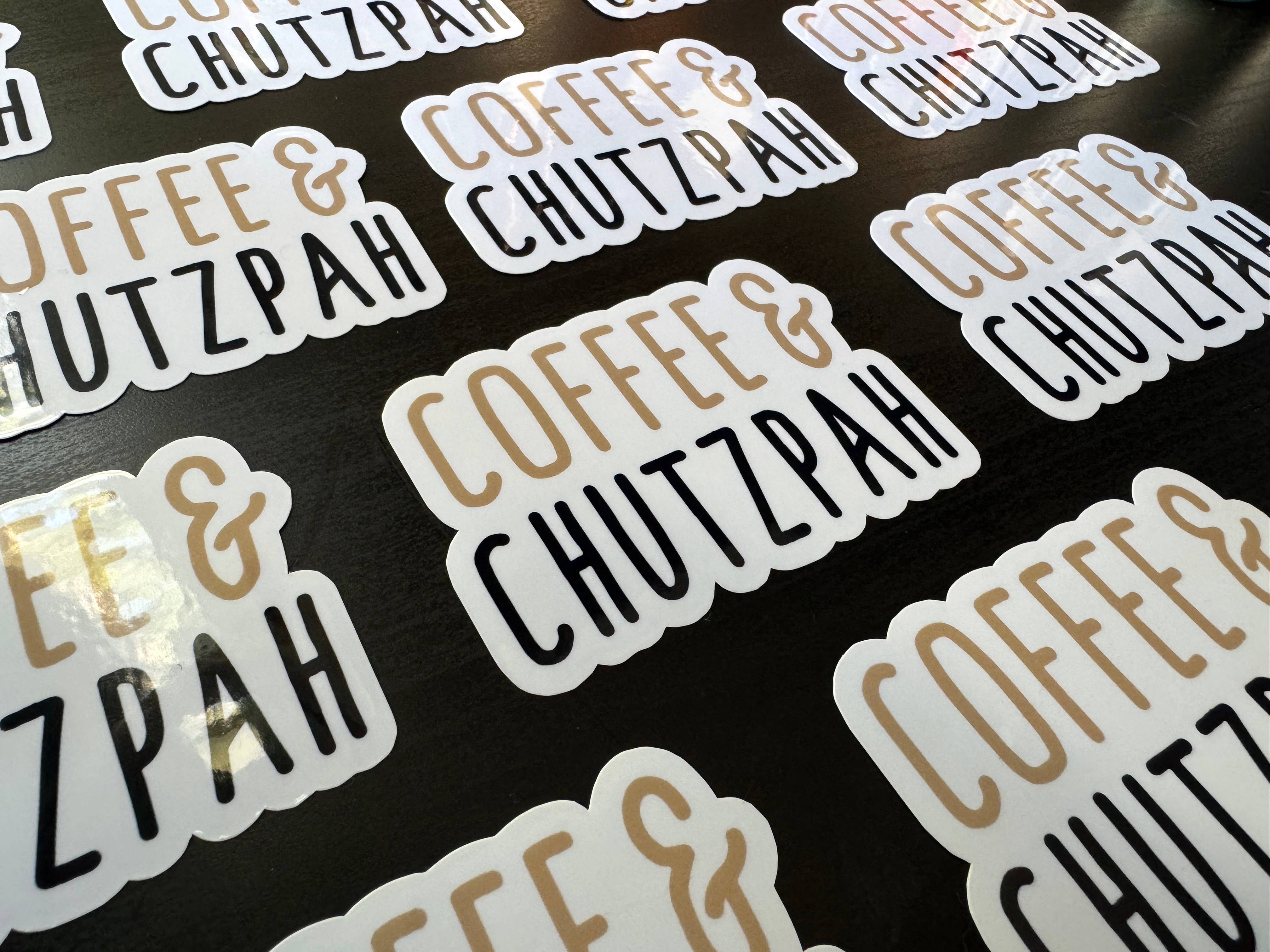 Atara Sarina – wholesale Sticker – Coffee and Chutzpah - Vinyl Sticker - Funny Jewish Sticker1